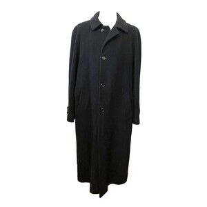 Vtg BATTAGLIA Men's 44R Black Cashmere & Wool Over Coat Parka ITALY Luxe Money